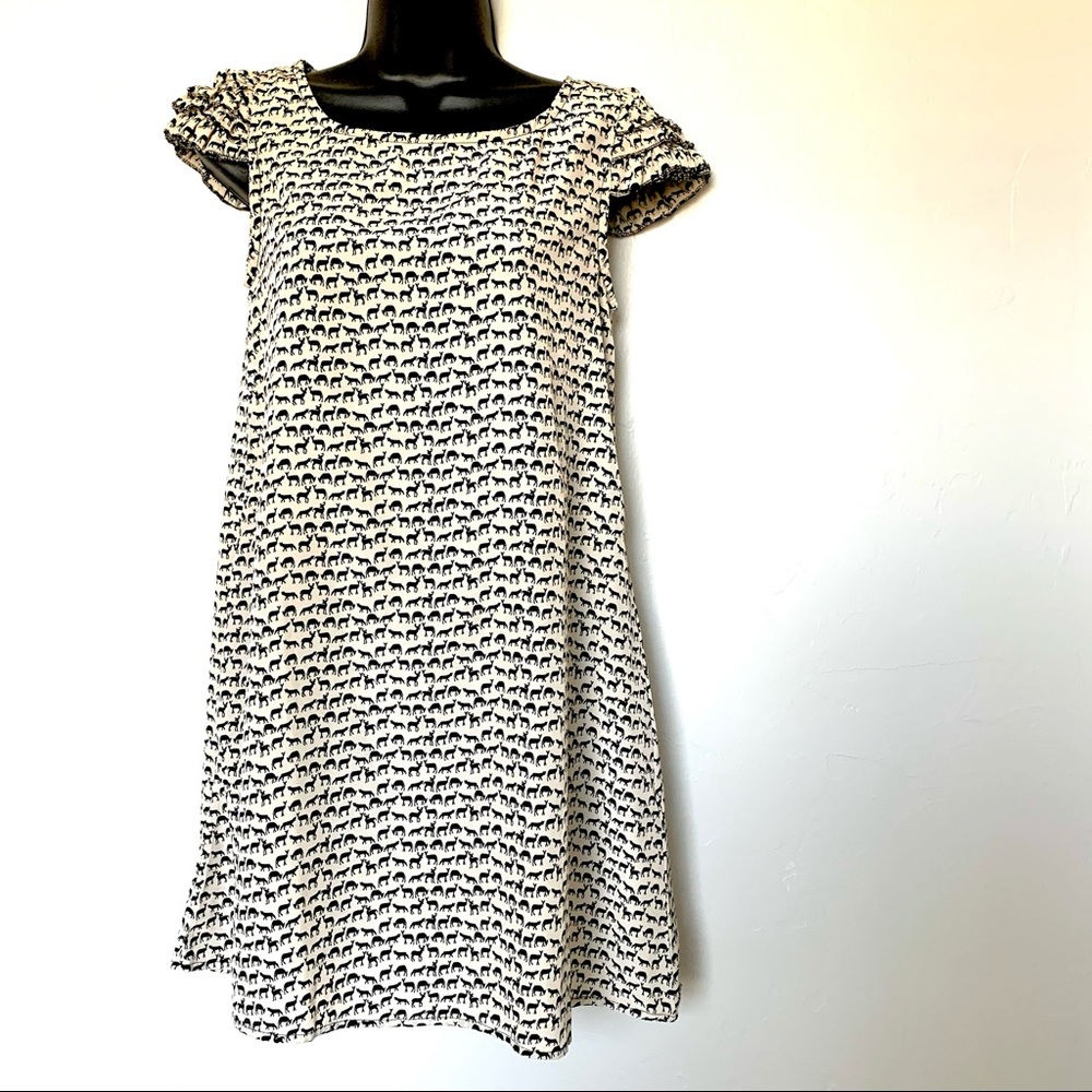 CBRL cap sleeve deer and fox print dress